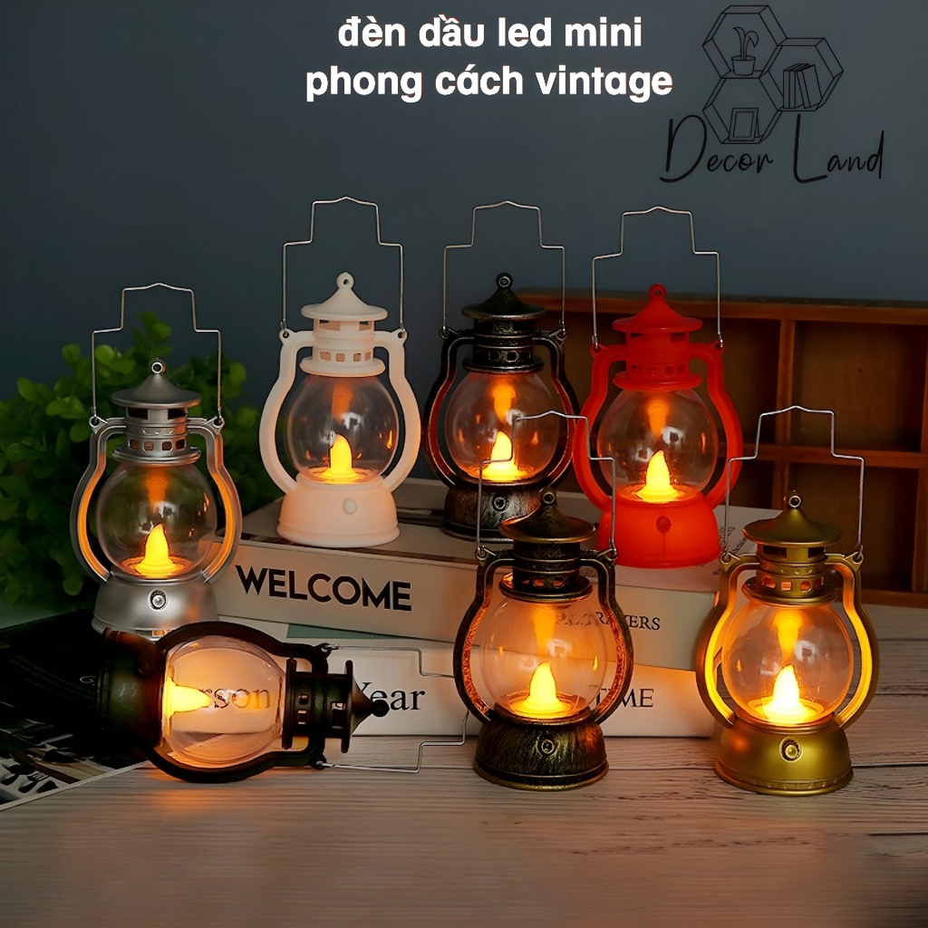 Đèn dầu led mini, đèn dầu điện tử phong cách cổ điển, vintage, trang trí, decor nhà cửa, quán cafe