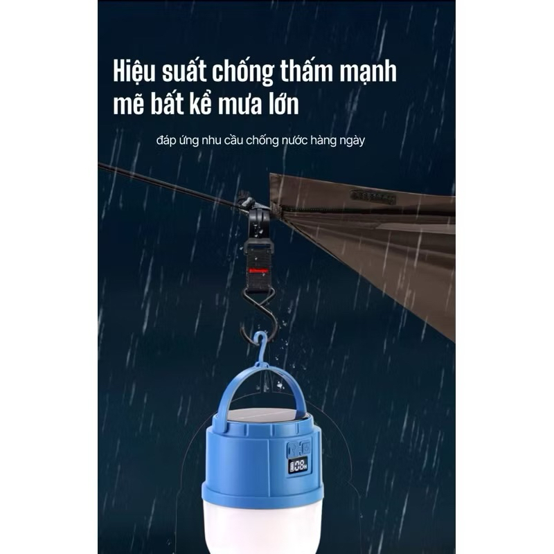 Đèn Treo Tích Điện 200-600-800W Pin Trâu Đa Năng Kháng Nước, Tặng Cáp Sạc, Nhỏ Nhẹ Gọn Màn Hình Led Thông Minh