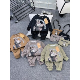 BỘ NI BÔNG LABUBU MONTER CHO BÉ 6-16KG