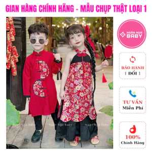 Áo dài bé trai, bé gái NGÂN NGA BABY, Áo đôi thiết kế độc lạ, chất vải mềm mát