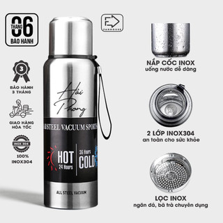 Bình giữ nhiệt 24h inox 304 Fan House bình nước giữ nhiệt cao cấp toàn bộ bằng inox nắp làm cốc uống