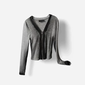 MIDDUA - TD2402 Áo len dệt kim mỏng, khoá zip kéo 2 chiều