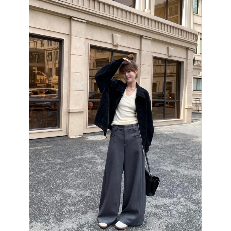 Mina Pants-Quần xuông cạp trễ ống rộng