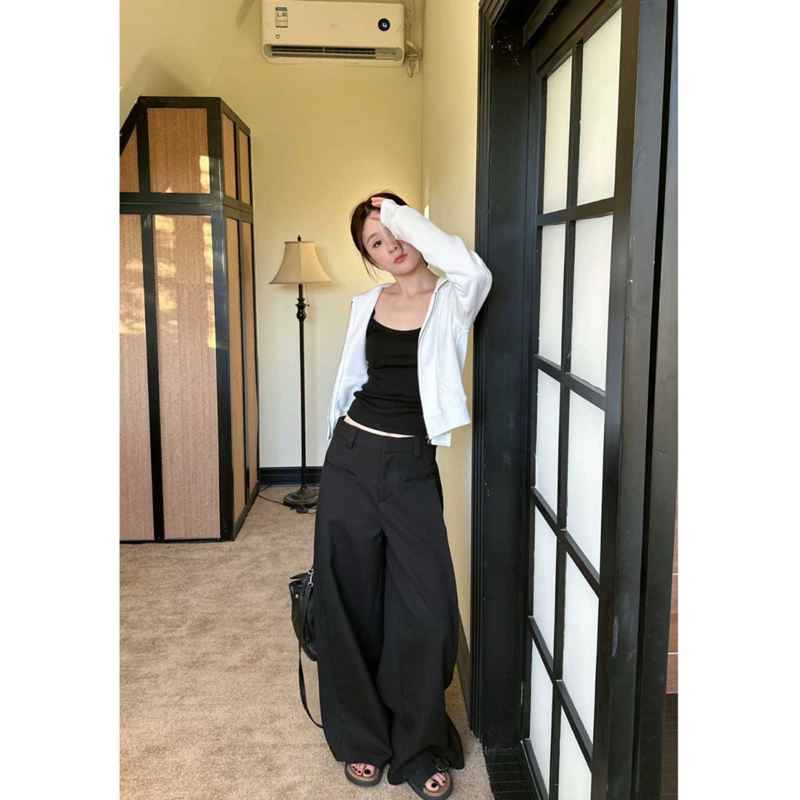 Mina Pants-Quần xuông cạp trễ ống rộng