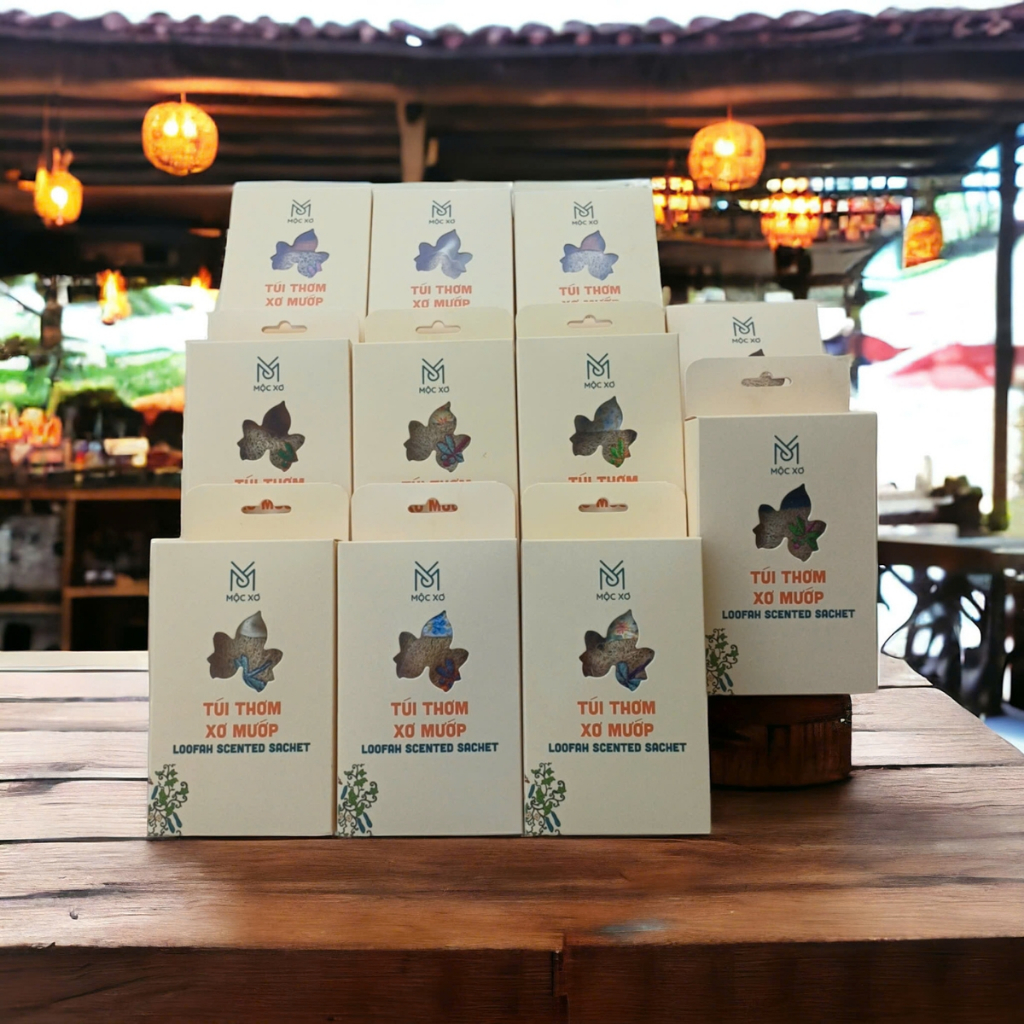 Túi thơm hạt cà phê Mộc Xơ - Túi thơm xơ mướp - Túi thơm treo xe - Túi khử mùi quần áo tủ lạnh