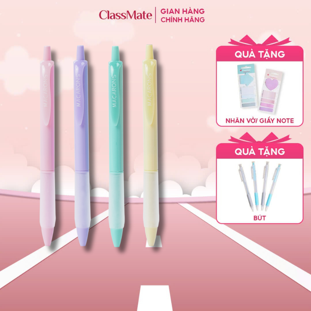 Hộp 4 Bút Gel Bấm CLASSMATE Ngòi 0.5mm, Mực Xanh, Đen, Mực đều Nét trơn ...