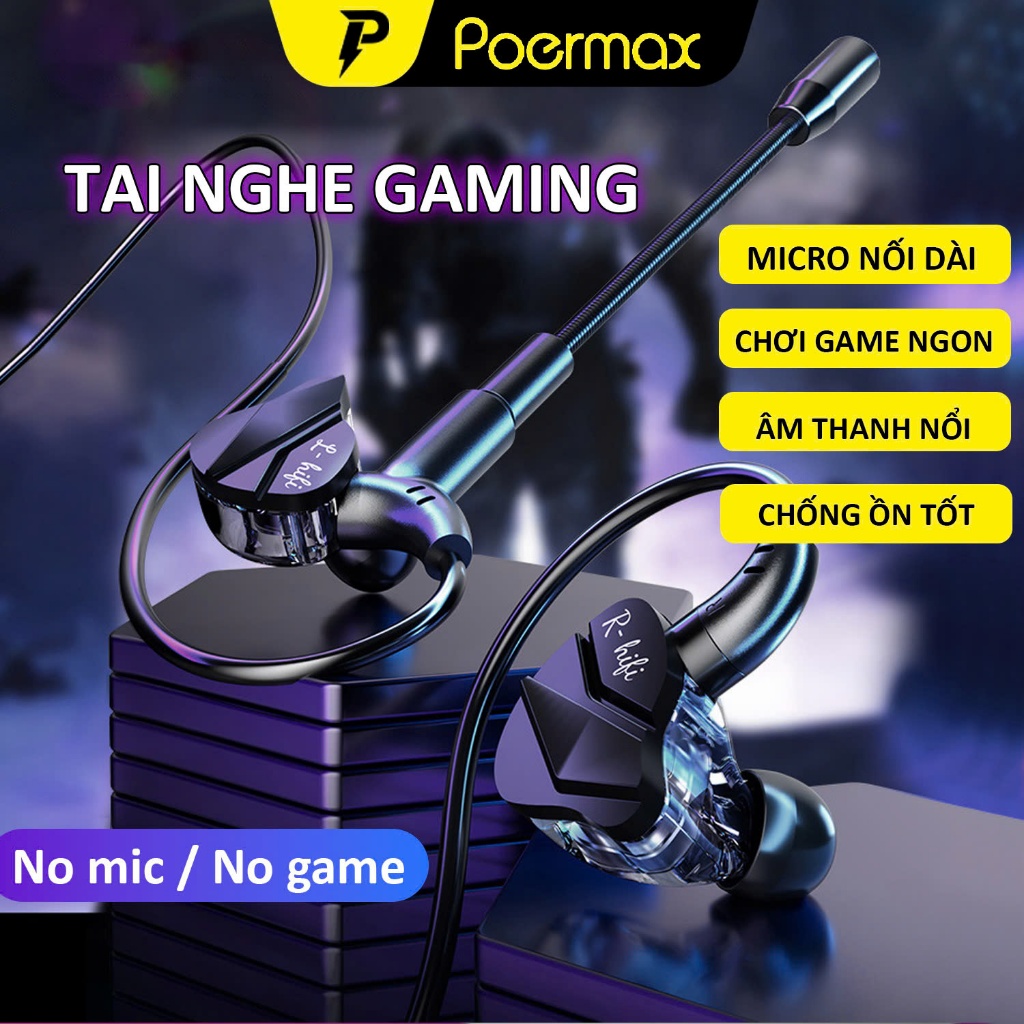 Tai nghe gaming có dây cho điện thoại micro nối dài tháo rời âm thanh ...