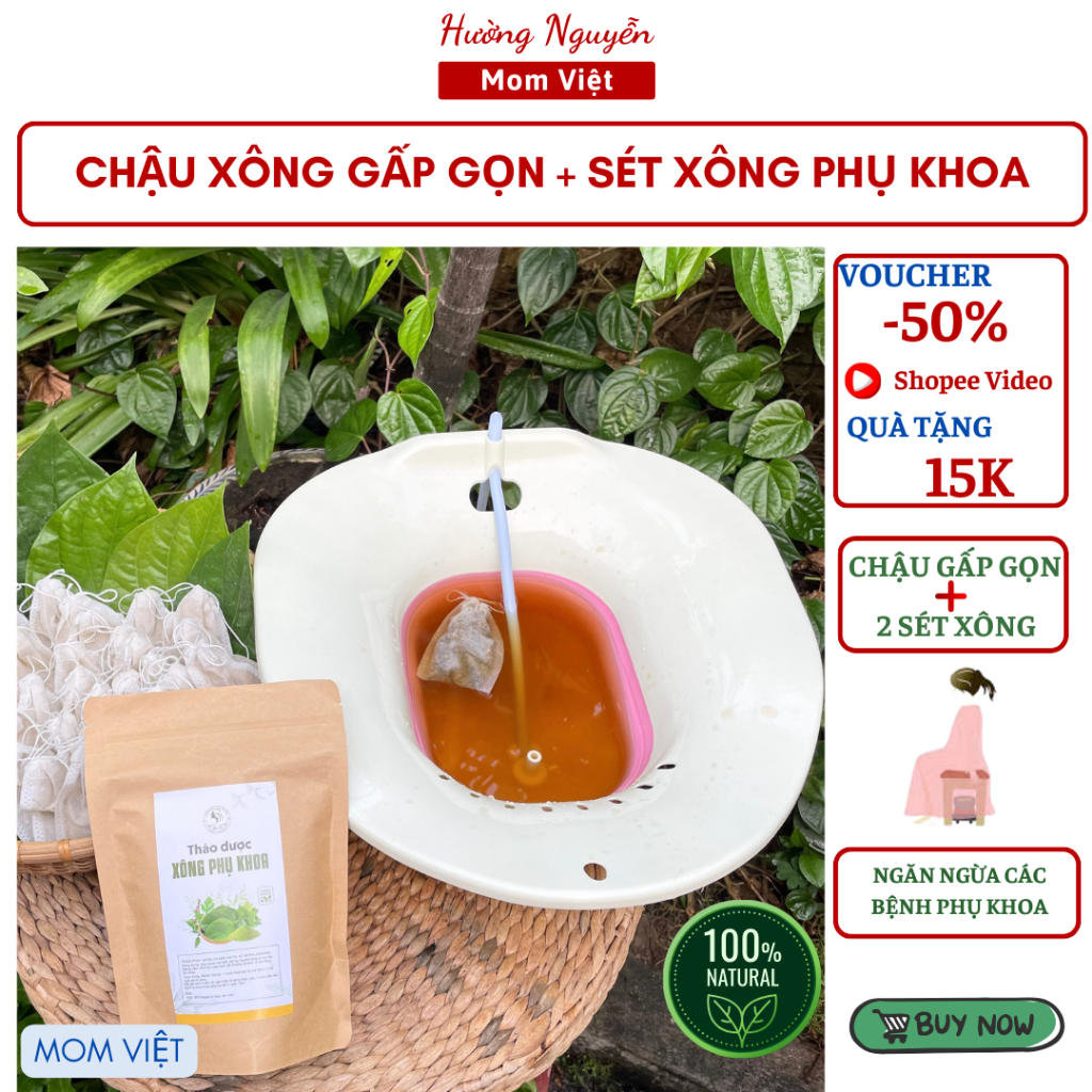 Xông vùng kín 🎁 MOM VIỆT 🎁Chậu xông vùng kín âm đạo , Se khít sạch vùng kín , khử mùi âm đạo