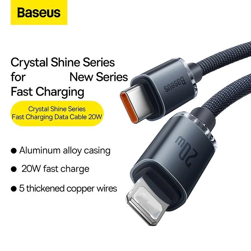 Ảnh Cáp sạc nhanh, truyền dữ liệu tốc độ cao siêu bền Type C to iP Baseus Crystal Shine Series 1