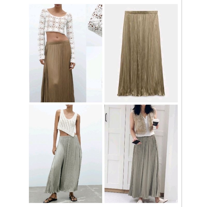 (BomoHouse) Chân váy midi lụa mềm xếp ly ZR* bigsize - dư xịn.