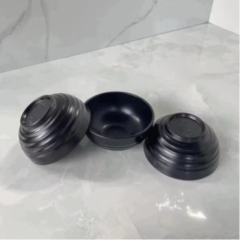 AMIZIN Bát nhựa phíp đen chịu nhiệt loại dầy đẹp nhựa cao cấp, Bát ăn cơm nhựa phíp chịu nhiệt màu đen (MS6830) AMIZIN