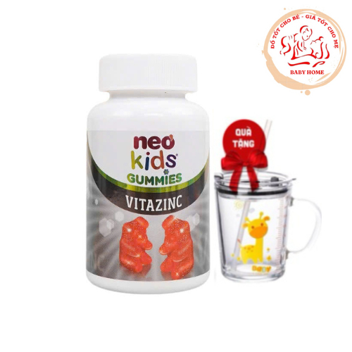 Gummies Kẽm Hữu cơ con gấu Neokids Viên nhai Hộp 60 viên + quà tặng