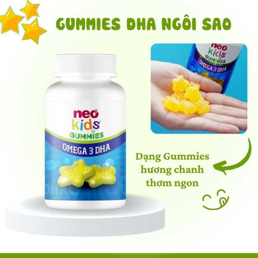 Gummies DHA ngôi sao Neo Kids hộp 60 viên nhai + quà