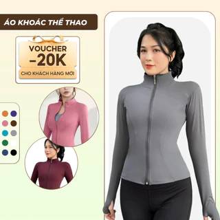 Áo khoác tập gym yoga nữ, áo khoác chống nắng ôm sát co giãn thấm hút mồ hôi size từ 40-70kg YLYSPORT A05
