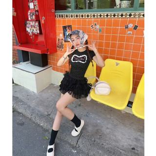 Áo thun babytee nữ MONÁ tay bồng cổ tròn hoạ tiết chấm bi thêu Moná Girls - HAMIE TOP