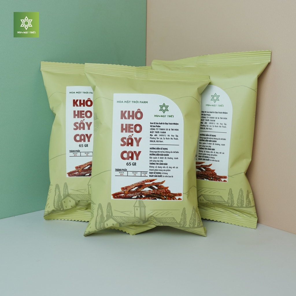 Khô Heo Que Sấy Cay (Lợn Sấy)  Hoa Mặt Trời Farm  - Món Ăn Vặt Thơm Ngon, Tiện Lợi