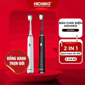 Bàn chải đánh răng điện Hichiko HC9801 5 chế độ, Công Nghệ Sóng Âm, Chải Sạch Mảng Bám Tới 10X
