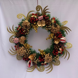 D60cm Vòng hoa giáng sinh cỡ lớn treo cửa Trang trí Noel họa tiết cao cấp