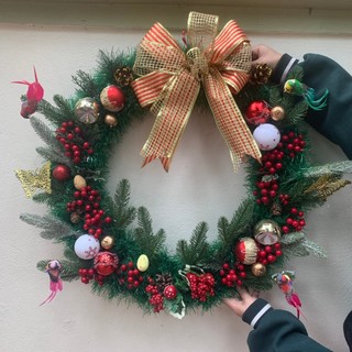 D60cm Vòng hoa giáng sinh cỡ lớn treo cửa Trang trí Noel họa tiết cao cấp