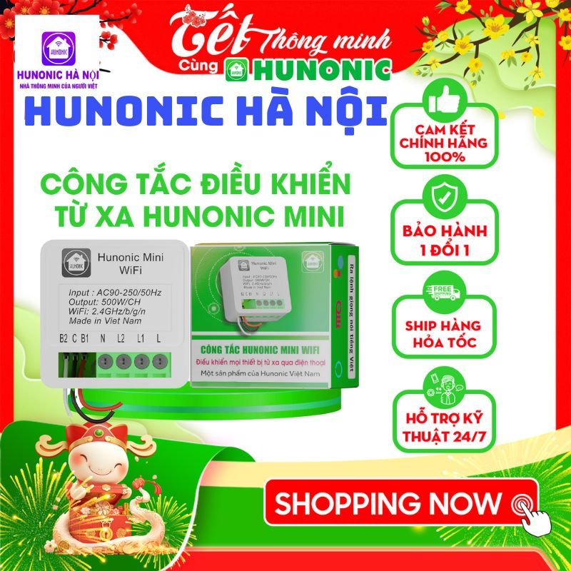 Công Tắc WiFi Thông Minh Hunonic Mini 2 Kênh - Điều Khiển Thiết Bị Điện ...