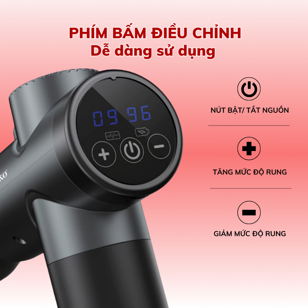 [Tặng kèm 7 đầu] Máy massage cầm tay Hichiko HC9701 - máy đấm lưng , massage trị liệu cổ vai gáy