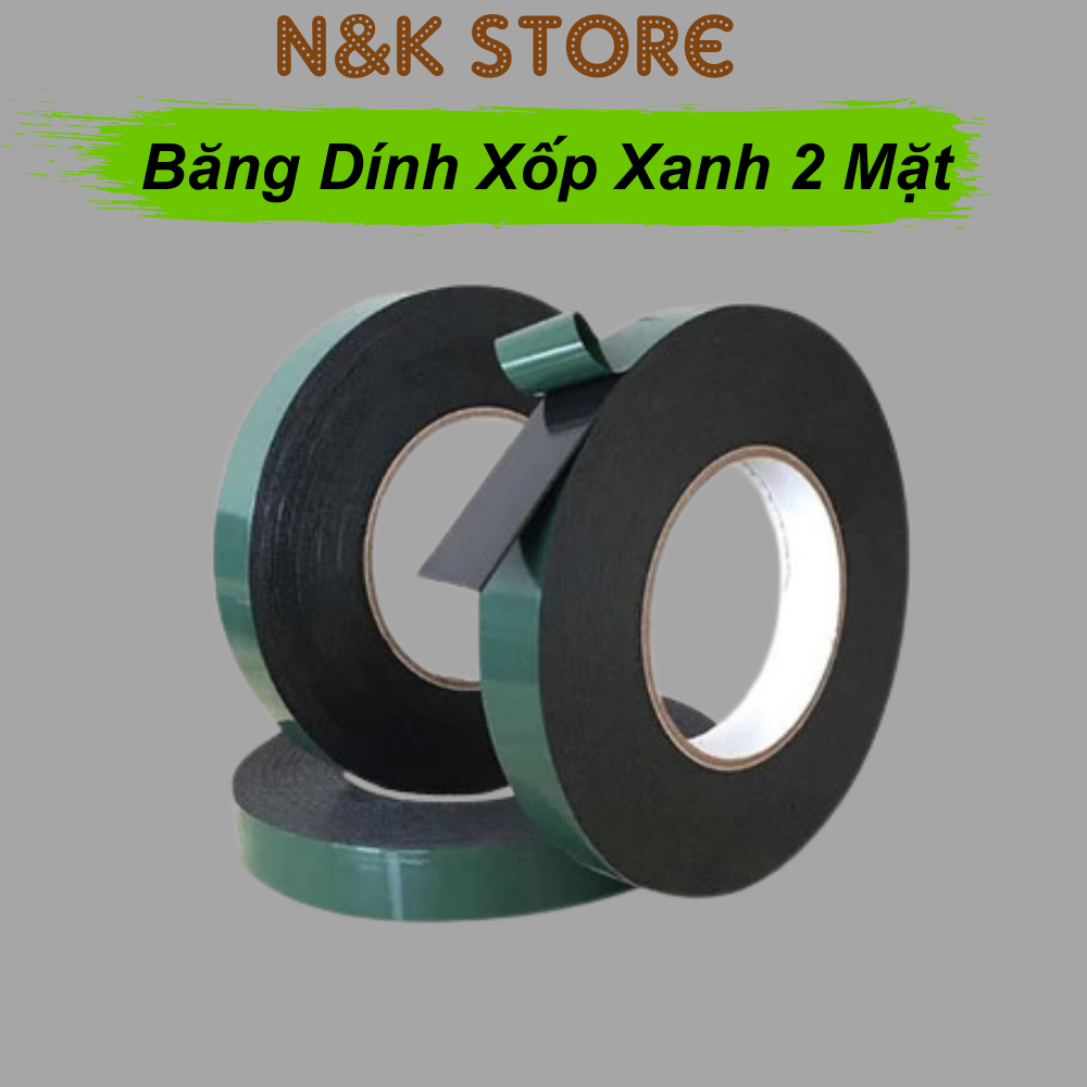 Băng dính xốp xanh 2 mặt siêu dính, đàn hồi tốt. Băng keo xốp xanh 2 mặt chất lượng cao