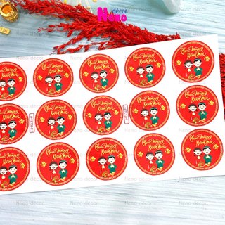 Tem Dán Tết, Tem Dán Chúc Mừng Năm Mới 2026, Decal Hình Tròn Decor Trang Trí Hộp Quà, Hộp Bánh, Kẹo, Mứt Ngày Tết.