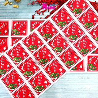 Tem Tết 2026, Tem Dán Chúc Mừng Năm Mới, Decal Trang Trí Hộp Quà, Hộp Bánh, Kẹo, Mứt Ngày Tết Hoa Đào, Sẵn Keo Dán.