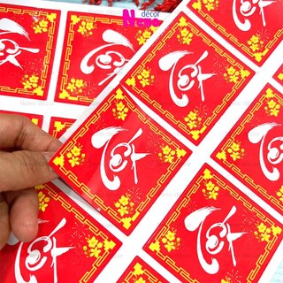 Tem Dán Tết, Decal Dán Tết Hình Thoi, Tem Dán Chúc Mừng Năm Mới Trang Trí Hộp Quà, Bánh, Kẹo, Mứt Ngày Tết.