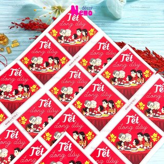 Tem Dán Tết, Decal Dán Tết Đong Đầy, Tem Dán Chúc Mừng Năm Mới Trang Trí Hộp Quà, Bánh, Kẹo, Mứt Ngày Tết.