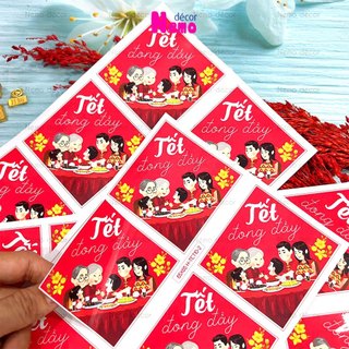 Tem Dán Tết, Decal Dán Tết Đong Đầy, Tem Dán Chúc Mừng Năm Mới Trang Trí Hộp Quà, Bánh, Kẹo, Mứt Ngày Tết.