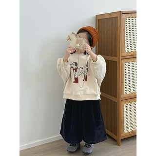 Áo nỉ cho bé Batala Kids, Áo SWEATER nỉ bông cho bé trai bé gái MÀU BE CHÚ CÚN KHĂN ĐỎ thu đông 2024