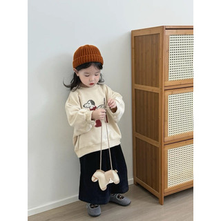 Áo nỉ cho bé Batala Kids, Áo SWEATER nỉ bông cho bé trai bé gái MÀU BE CHÚ CÚN KHĂN ĐỎ thu đông 2024