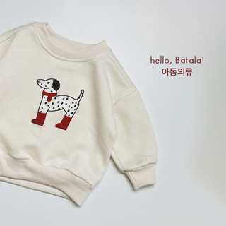 Áo nỉ cho bé Batala Kids, Áo SWEATER nỉ bông cho bé trai bé gái MÀU BE CHÚ CÚN KHĂN ĐỎ thu đông 2024