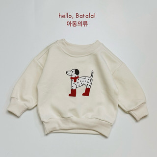 Áo nỉ cho bé Batala Kids, Áo SWEATER nỉ bông cho bé trai bé gái MÀU BE CHÚ CÚN KHĂN ĐỎ thu đông 2024