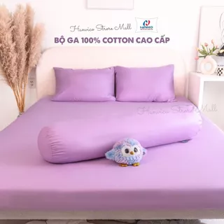 [Hanvico] Bộ Chăn Ga Gối 4 Món (có bán lẻ món) 100% Cotton Size 1m2x2m,1m6x2m và 1m8x2m Trơn Nhiều Màu cao cấp SG12