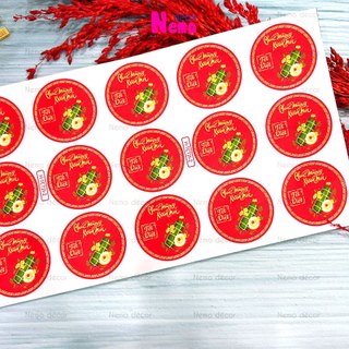 Tem Tết 2026, Decal Dán Chúc Mừng Năm Mới, Tết Việt Hình Tròn Decor Trang Trí Hộp Quà, Bánh, Kẹo, Mứt Ngày Tết.