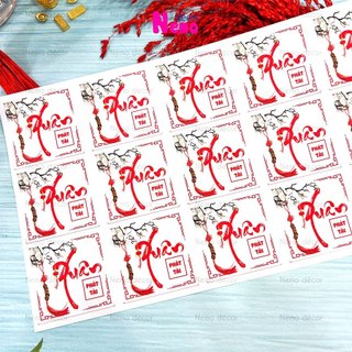 Tem Dán Tết 2026, Decal Dán Xuân Hình Vuông, Tem Dán Chúc Mừng Năm Mới Trang Trí Hộp Quà, Bánh, Kẹo, Mứt Ngày Tết