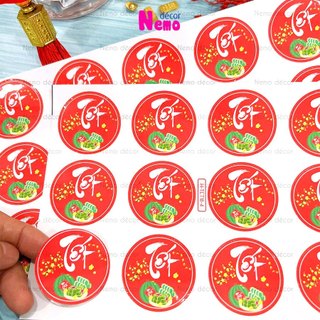 Tem Tết 2026, Tem Dán Decor Trang Trí Hộp Quà, Giỏ Quà, Hộp Bánh, Kẹo, Mứt Ngày Tết, Decal Tươi Sáng, Sẵn Keo Dán
