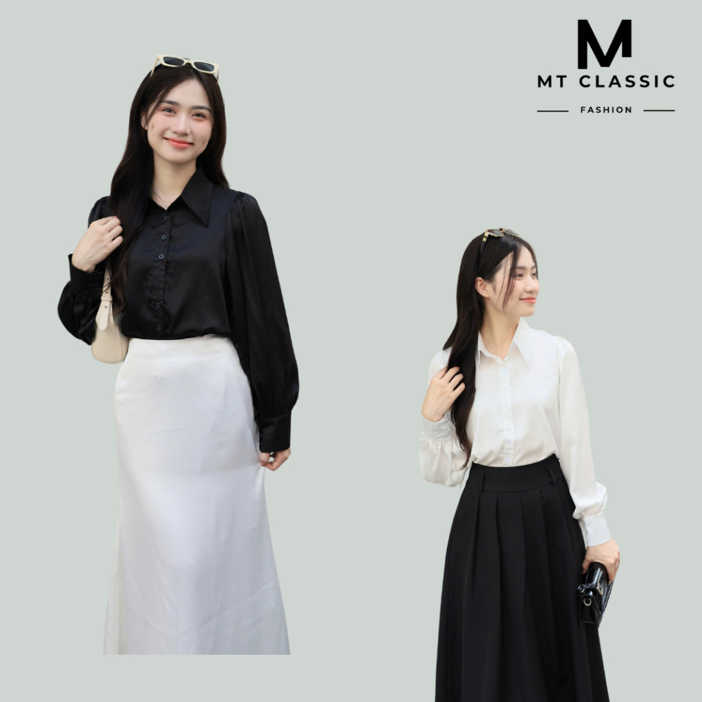 (Hỏa tốc HCM) Áo sơ mi công sở nữ, áo kiểu tay phồng vải mềm mát có màu trắng nhẹ nhàng thanh lịch cho nàng - MT CLASSIC