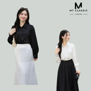 Áo sơ mi công sở nữ, áo kiểu tay phồng vải mềm mát có màu trắng nhẹ nhàng thanh lịch cho nàng - MT CLASSIC