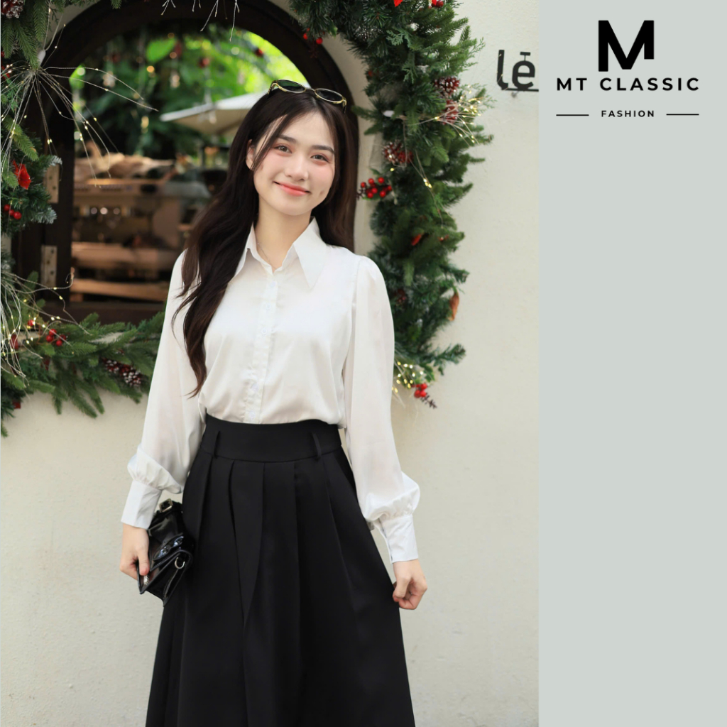 (Hỏa tốc HCM) Áo sơ mi công sở nữ, áo kiểu tay phồng vải mềm mát có màu trắng nhẹ nhàng thanh lịch cho nàng - MT CLASSIC