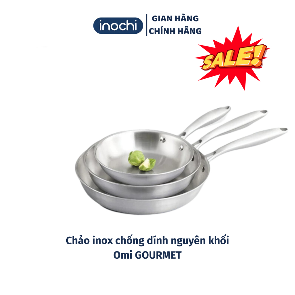 Chảo rán, xào INOX chống dính nguyên khối Omi GOURMET Inochi cao cấp ...