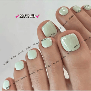 (Tặng hộp nail và keo MxBon) Nail Box Chân Thiết Kế Trơn Xanh Mint Full Móng C09