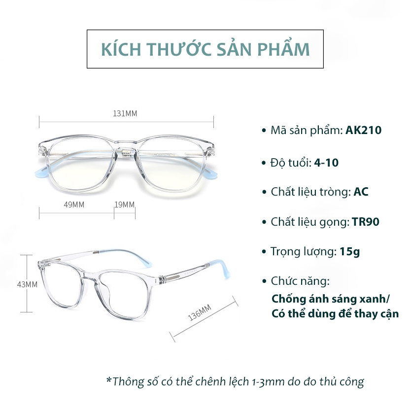 Ảnh Kính Chống Ánh Sáng Xanh Trẻ Em AORON 4-10 Tuổi Gọng Chống Gãy Cho Bé Và Gái Giảm Mỏi Mắt Khi Dùng Máy Tính AK210 1