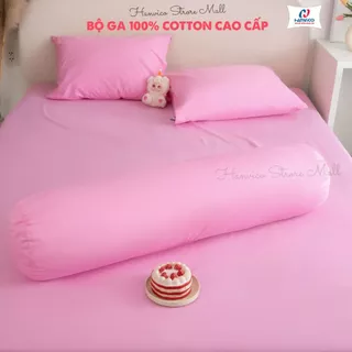 [Hanvico] Bộ Chăn Ga Gối 4 Món (có bán lẻ món) 100% Cotton Size 1m2x2m,1m6x2m và 1m8x2m Trơn Nhiều Màu cao cấp SG11