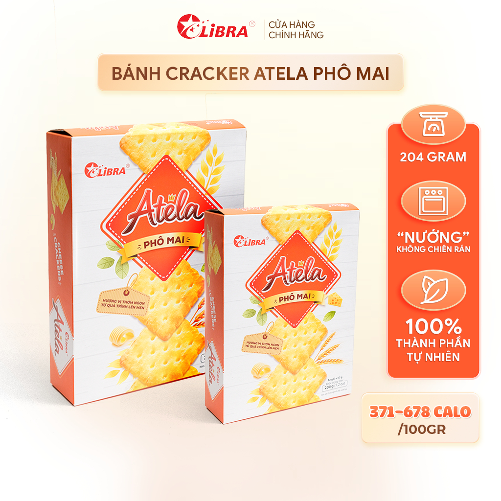 Bánh quy Atela phô mai giòn, Đồ ăn vặt mặn ngọt giòn dinh dưỡng Healthy ...