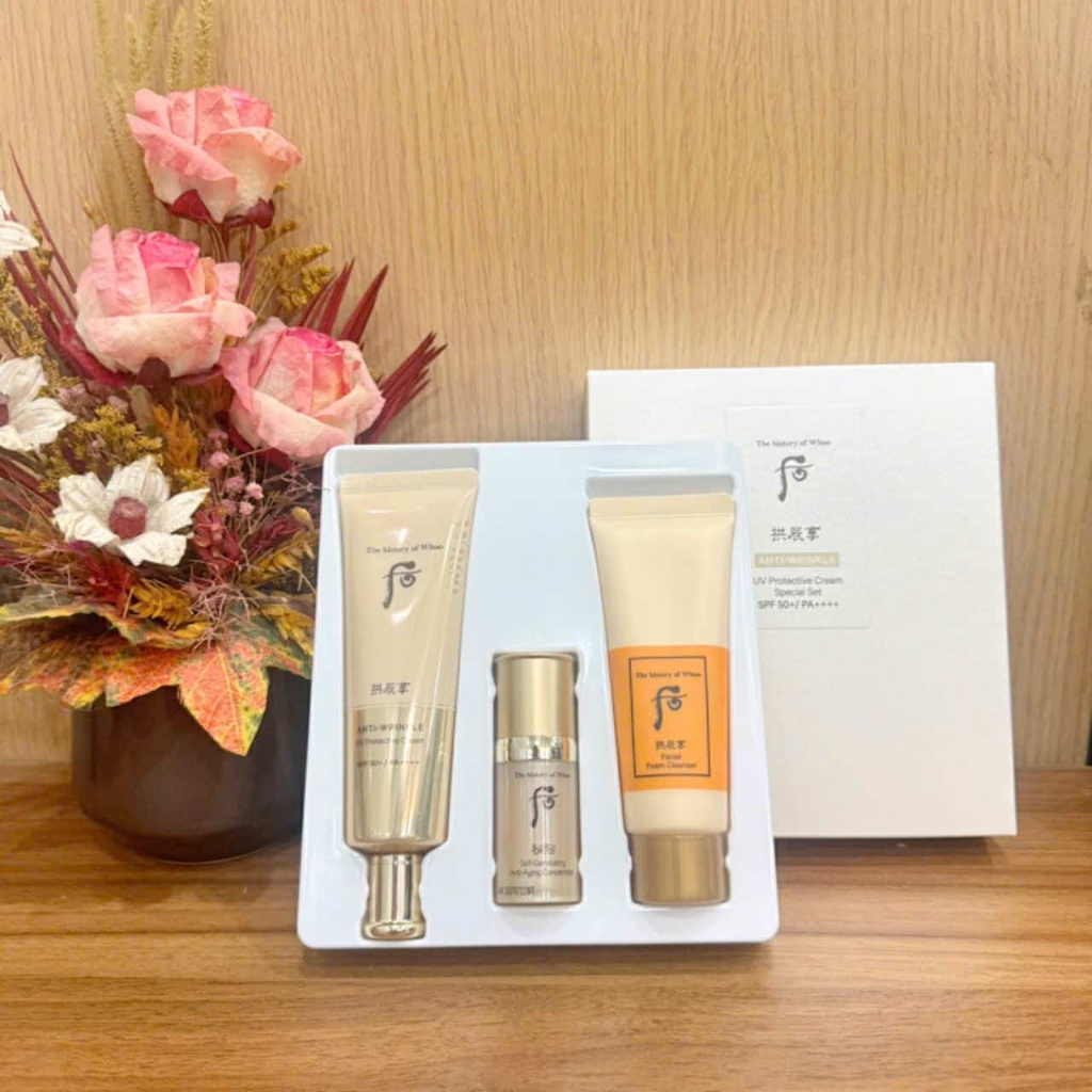 Set Kem chống nắng chống nhăn Whoo Wrinkle Sun sét 50ML SPF50+/PA+++