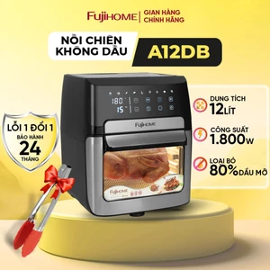 Nồi chiên không dầu 12L Nhập Khẩu Fujihome, Nồi chiên điện tử mặt kính 12L, 9 chức năng nấu lòng nồi lót inox cao cấp