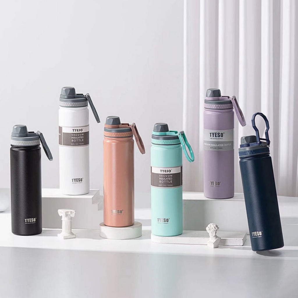 Bình giữ nhiệt Tyeso chính hãng khắc tên 600ml-750ml, inox 304, kiểu dáng thể thao | TS-8709B